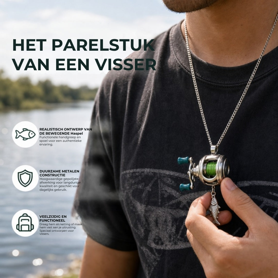 Miniature Fishing Reel Necklace Pendant