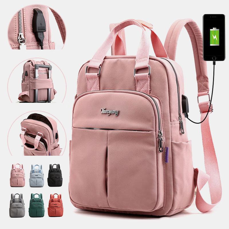 Oxford Rucksack with USB Charging Port, Water-Resistant