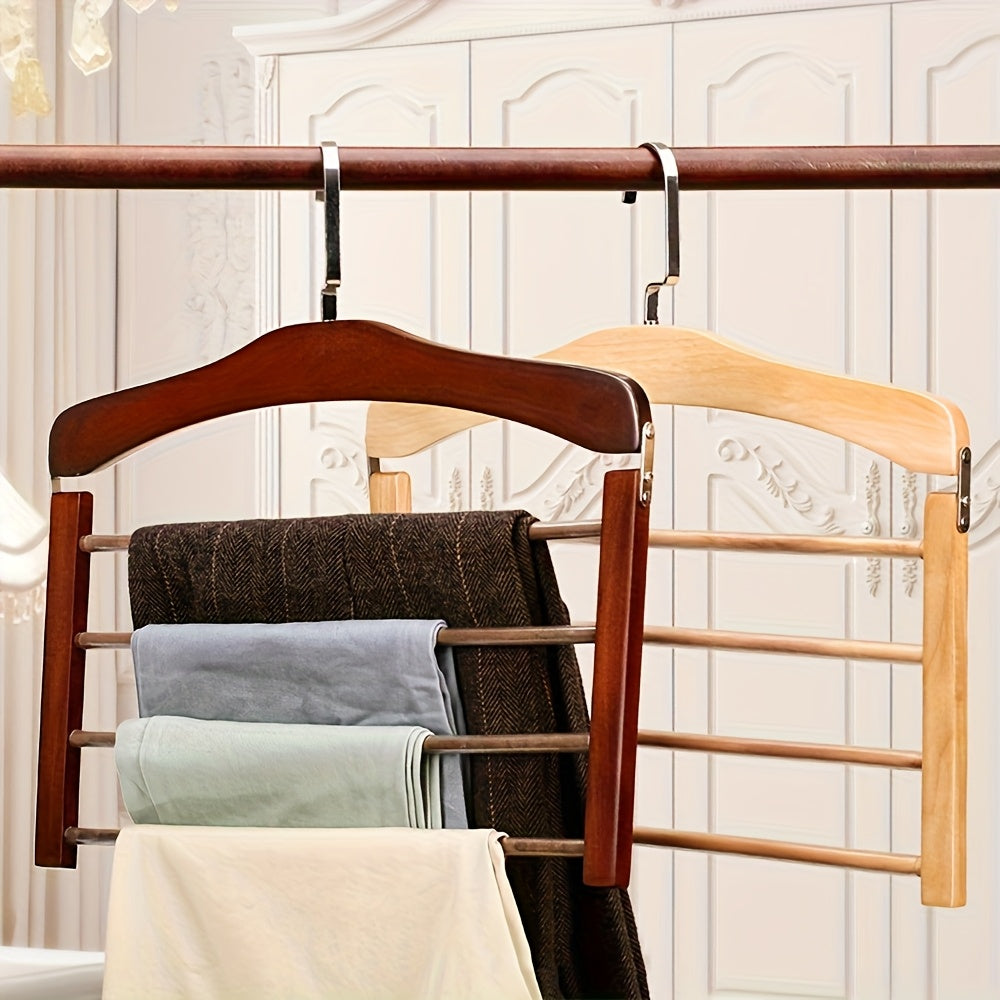 Wooden Pants Hangers Multi-Layer Set of 2