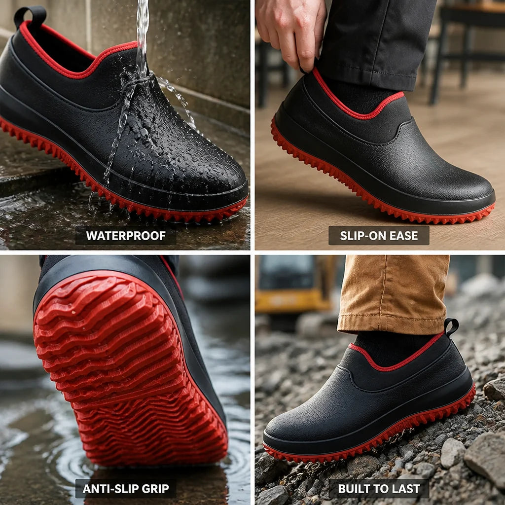 Slip-On Work Shoes | Waterproof Upper | Deep-Tread Rubber Outsole ...