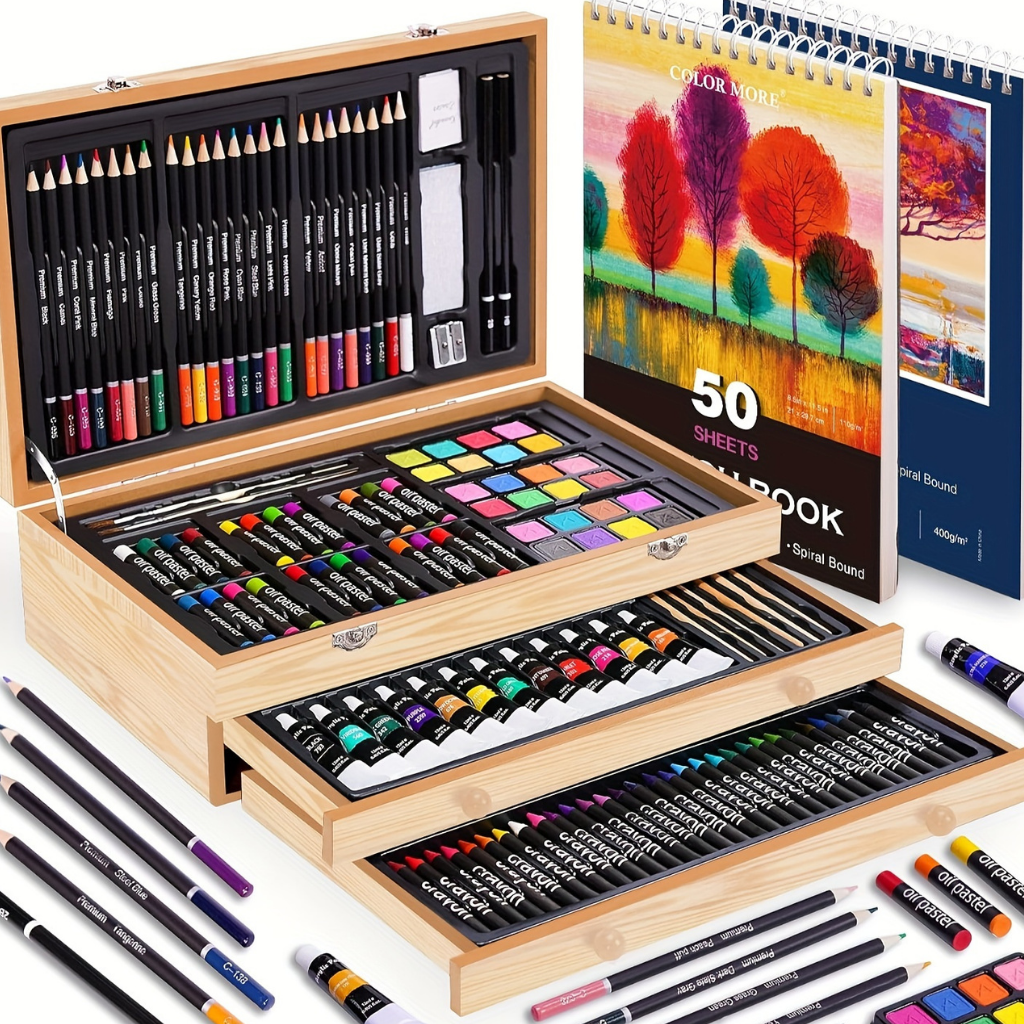 175-piece artist set in wooden box