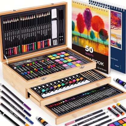 175-piece artist set in wooden box