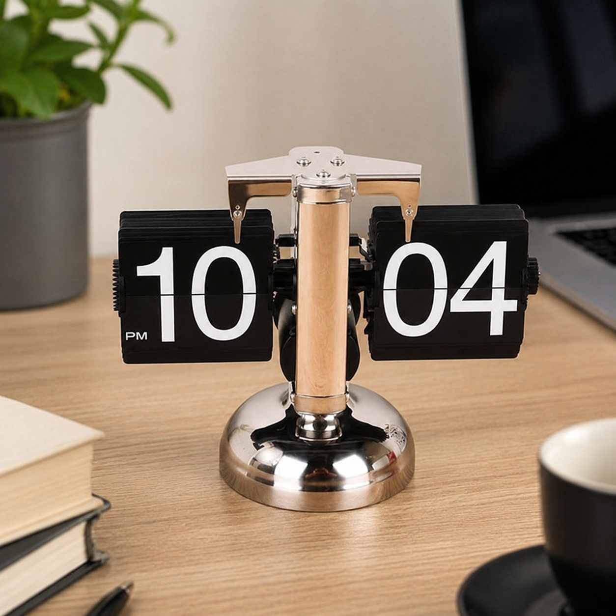 Retro flip clock with automatic rotating element