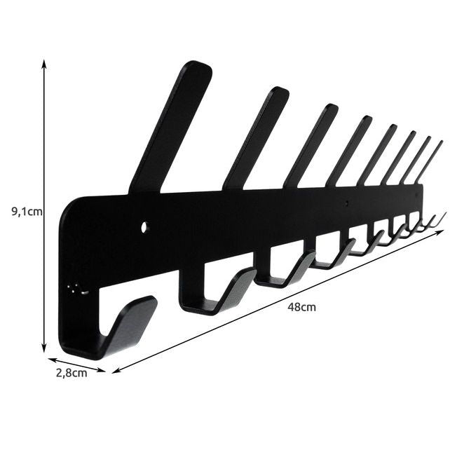 Wall Coat Rack Black 17 Hooks – Metal Wall Wardrobe