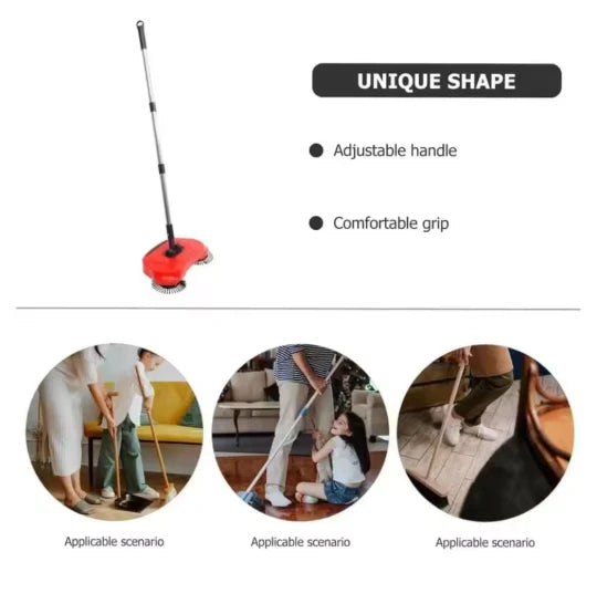 Sweeper with 360° Rotating Brushes and Adjustable Handle