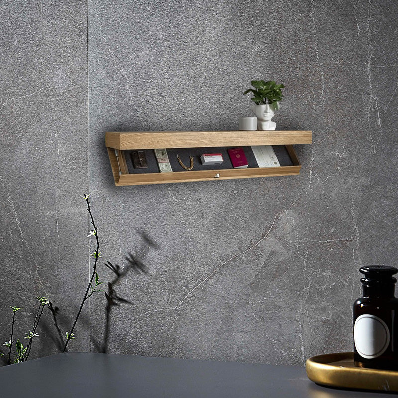 Wall shelf with secret compartment made of wood