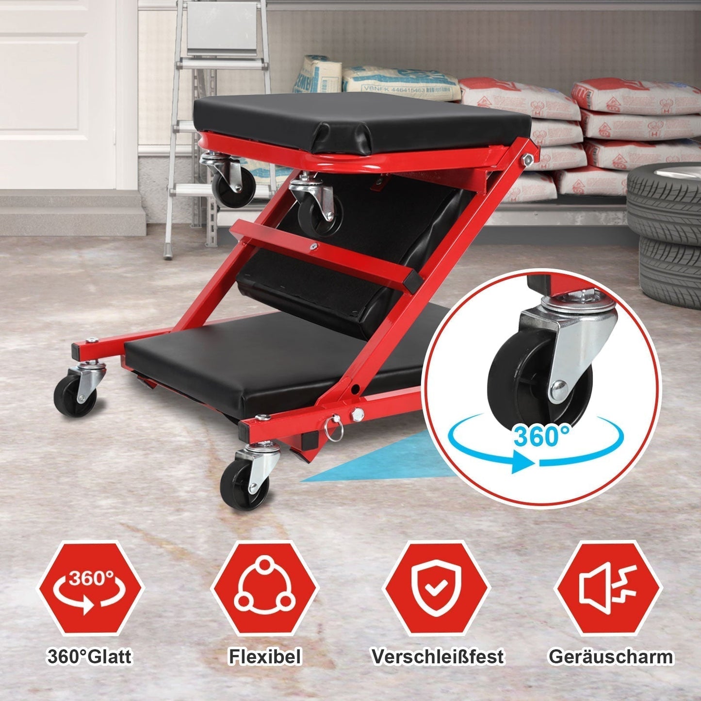 Assembly trolley workshop bench with 6 wheels