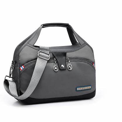 Anti-theft waterproof nylon crossbody bag with multiple zippers