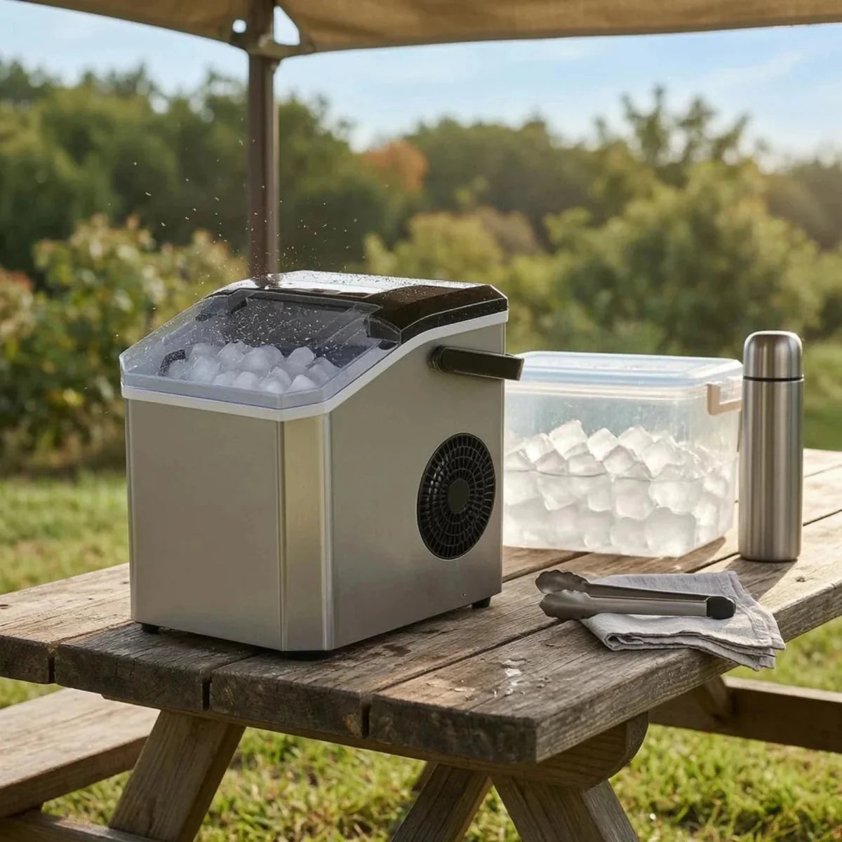 ICEFLOW Compact Ice Maker with Transparent Lid