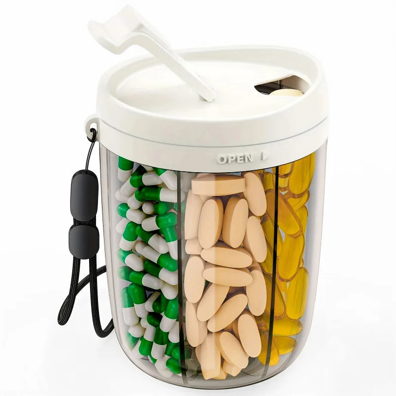 Tablet box with 6 compartments and clear lid