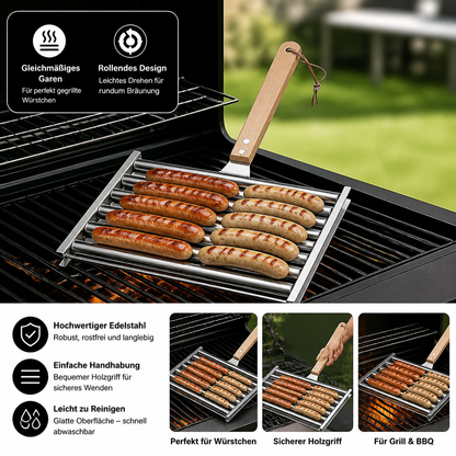 Stainless Steel Sausage Holder Rollable Grill Attachment