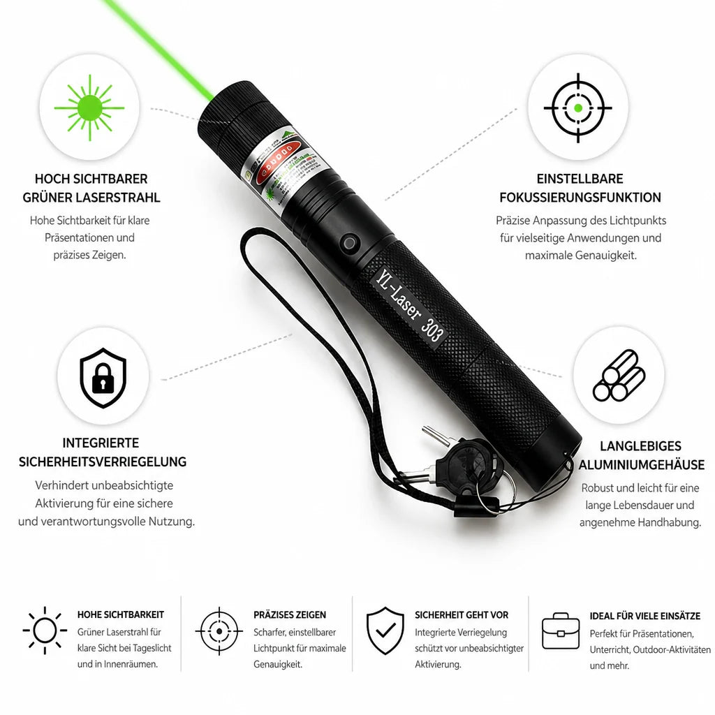 Adjustable Aluminum Laser Pointer with Safety Lock
