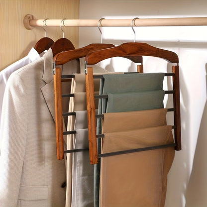 Wooden Pants Hangers Multi-Layer Set of 2