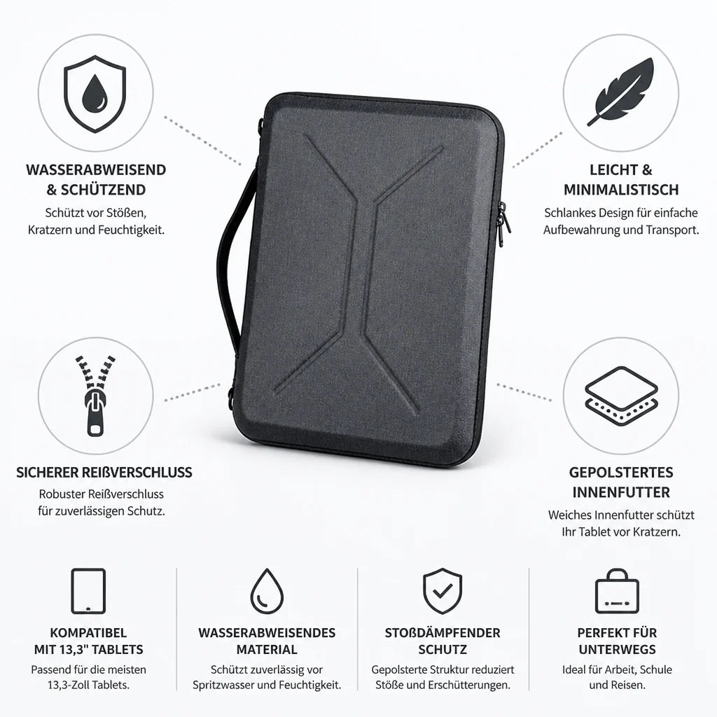 Water-resistant, padded tablet case with zipper (13.3 inches/33 cm)