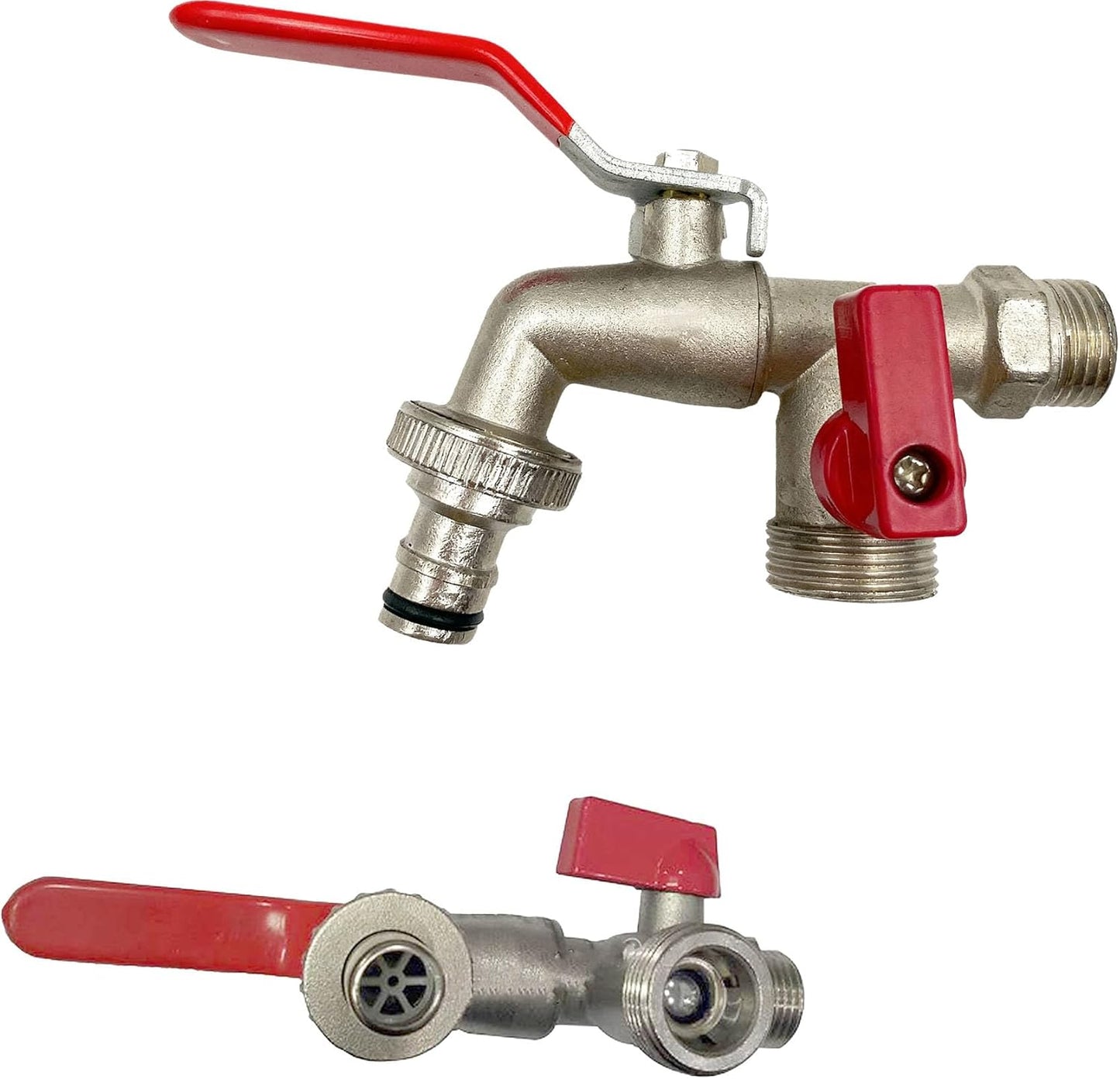 Double stainless steel water tap with 2 outlets