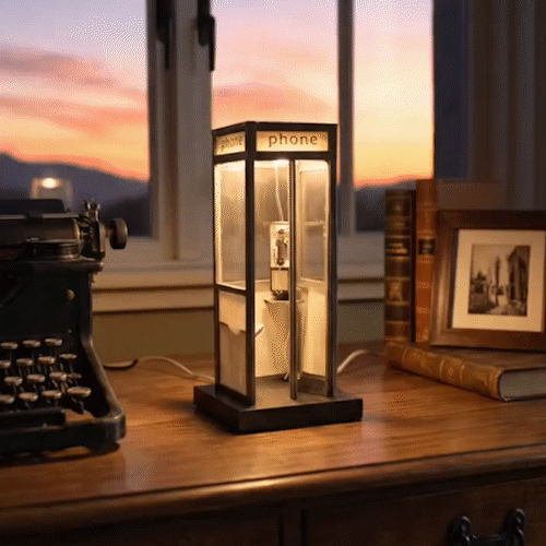 Retro Telephone Booth Table Lamp LED Night Light