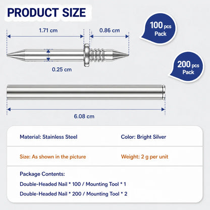 Baseboard Nail Set – Double Head System 100 Pieces