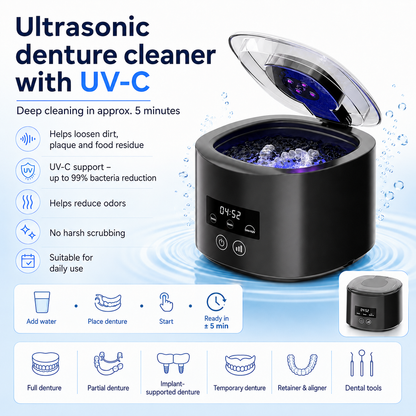 Ultrasonic UV-C Denture Cleaner