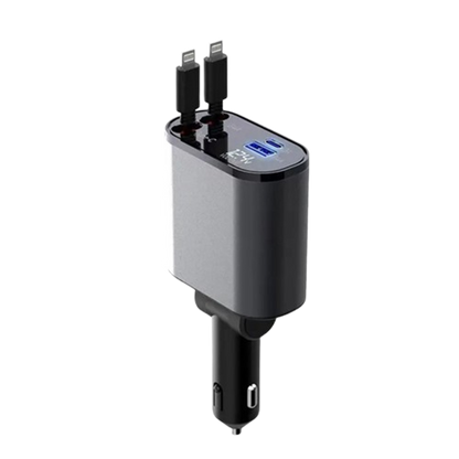 4-in-1 Retractable Car Charger with Fast Charging