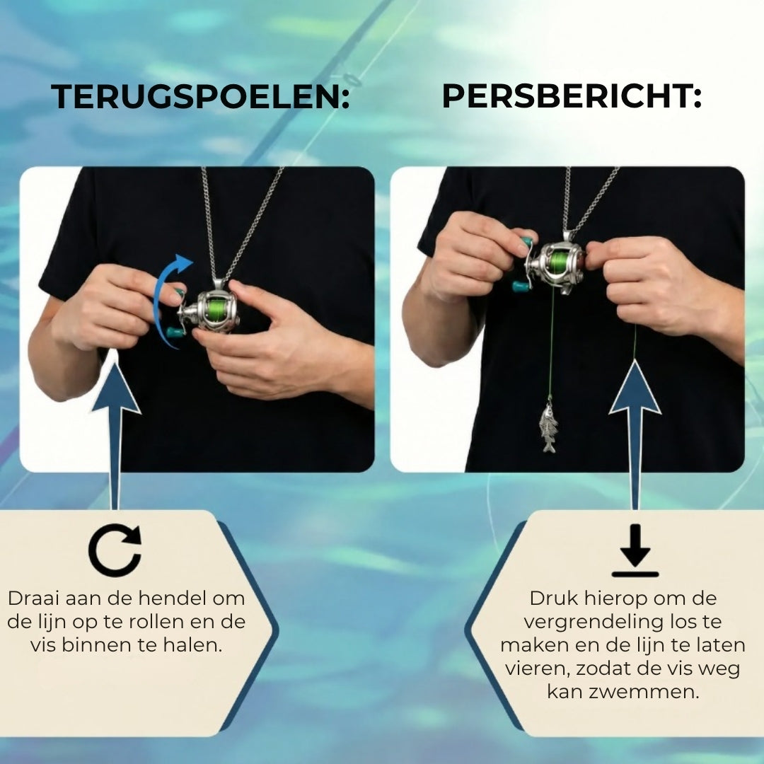 Miniature Fishing Reel Necklace Pendant