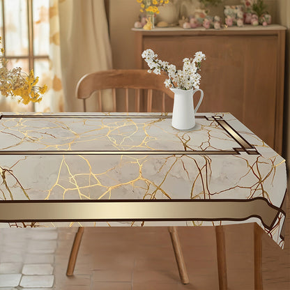 LuxeGuard Marble-Effect Tablecloth