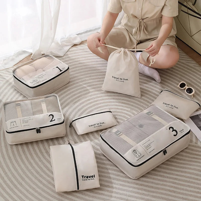 7-piece suitcase organizer set water-repellent