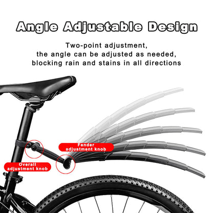 Adjustable retractable bicycle mudguard set