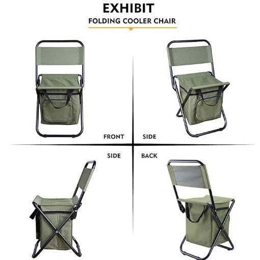Folding chair with integrated cooler bag