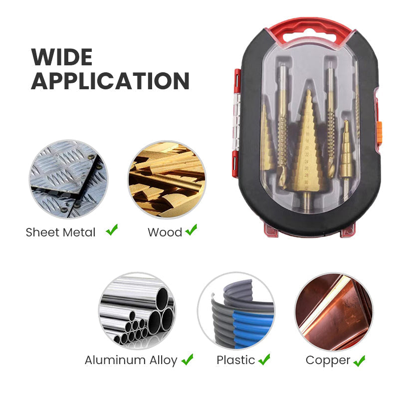 Titanium Step Drill Bit Set 6-Piece