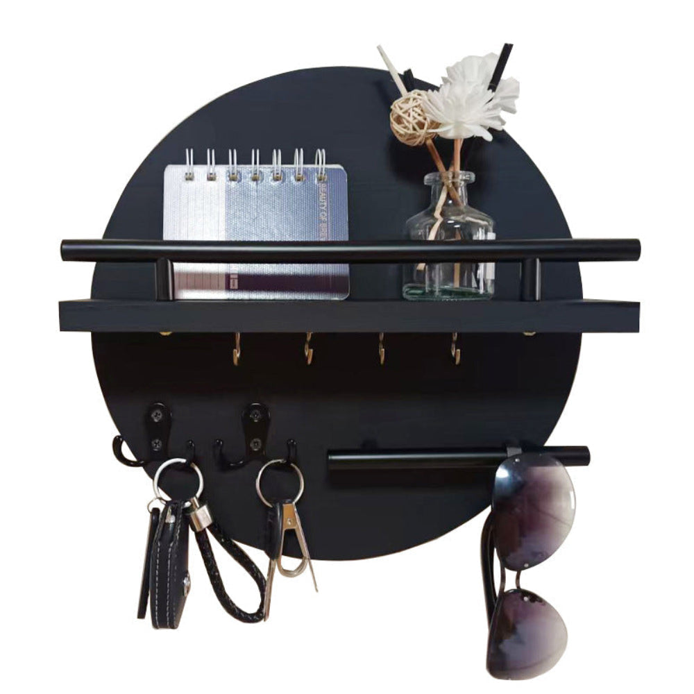 Round Wall-Mounted Key Holder with Shelf