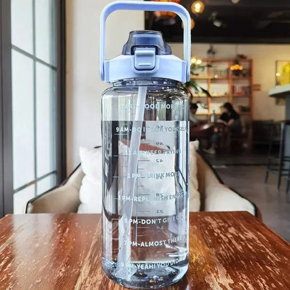 2L Water Bottle with Straw & Time Markings