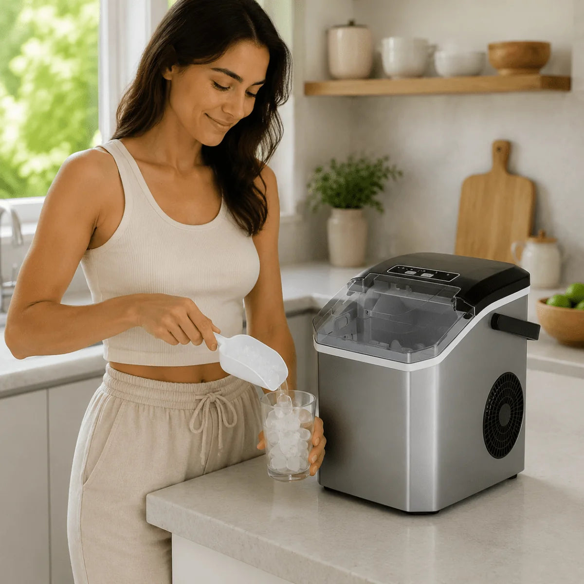 ICEFLOW Compact Ice Maker with Transparent Lid