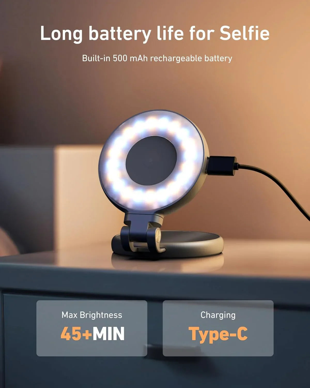 TELESIN C03 Magnetic Selfie Light with Mirror