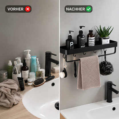 Kellan Wall-Mounted Bathroom Shelf Black