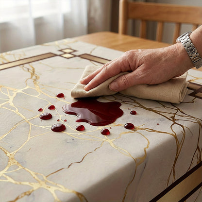 LuxeGuard Marble-Effect Tablecloth