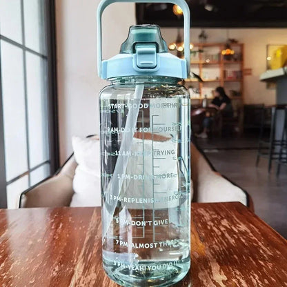 2L Water Bottle with Straw & Time Markings