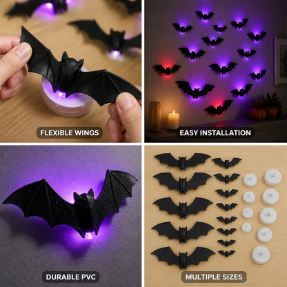 3D Flying LED Self-Adhesive Bat Wall Lights (Multi-Piece Set)