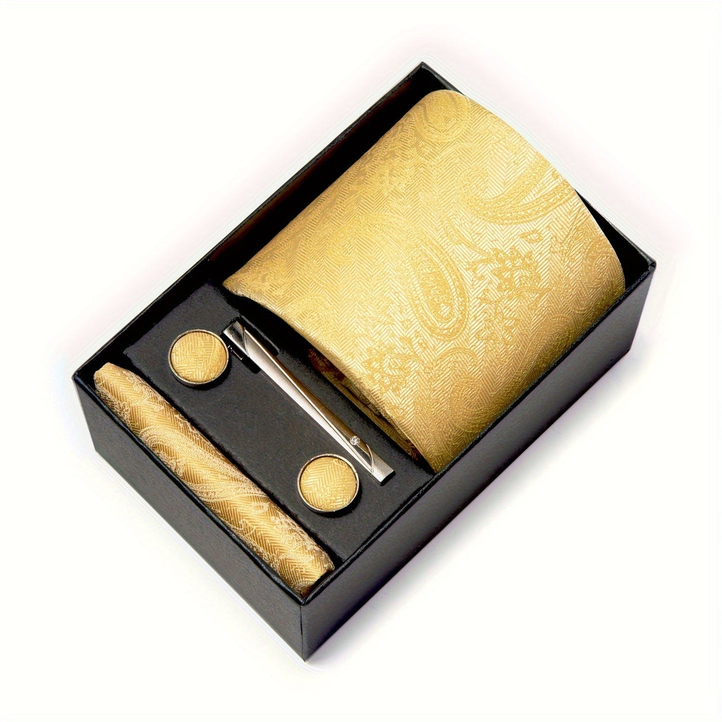 Men's Paisley Tie Set with Pocket Square & Cufflinks