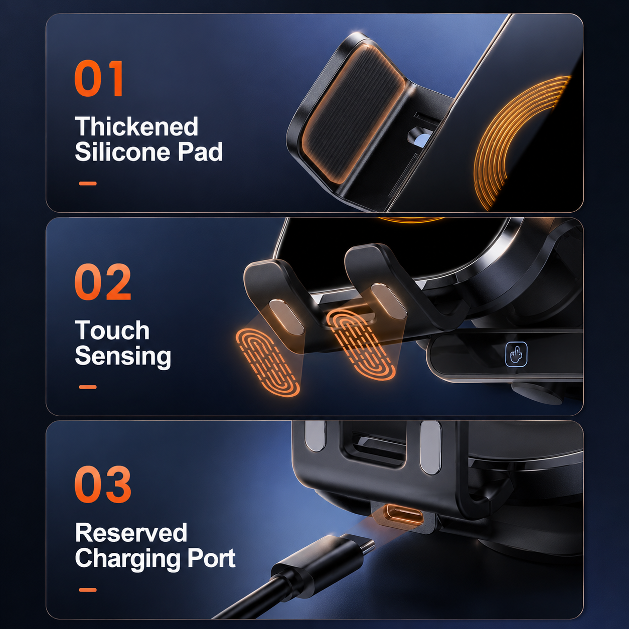 15W Wireless Car Clamp Charger with Mount Holder