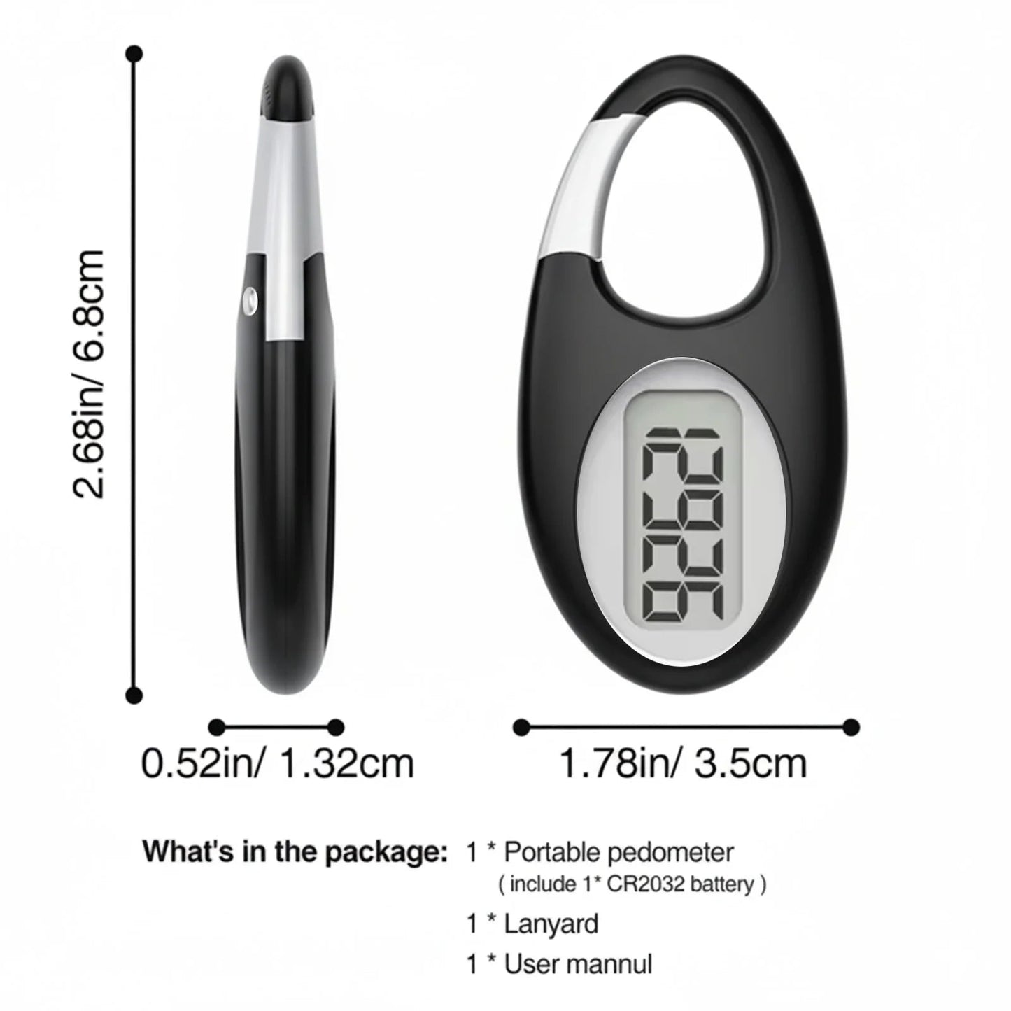 3D Pedometer with Lanyard for All Age Groups