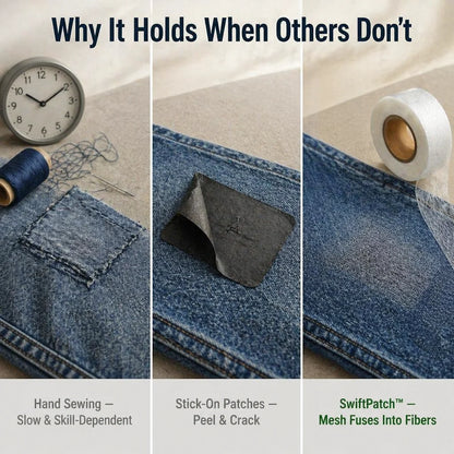 Iron-on adhesive tape – repair tears & hems in 10 seconds