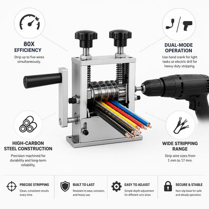 Double-function multi-hole cable stripper made of high carbon steel