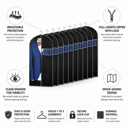 Breathable Clothing Cover Made of Polypropylene (Clear Viewing Window & Lockable Zipper)