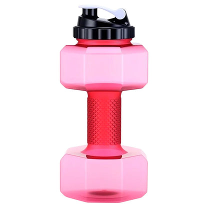 Dumbbell-shaped BPA-free drinking bottle with flip lid