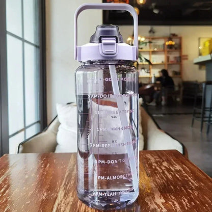 2L Water Bottle with Straw & Time Markings
