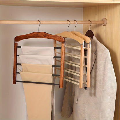 Wooden Pants Hangers Multi-Layer Set of 2