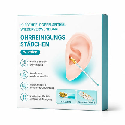 Sticky, double-sided, reusable ear cleaning sticks (24 pieces)