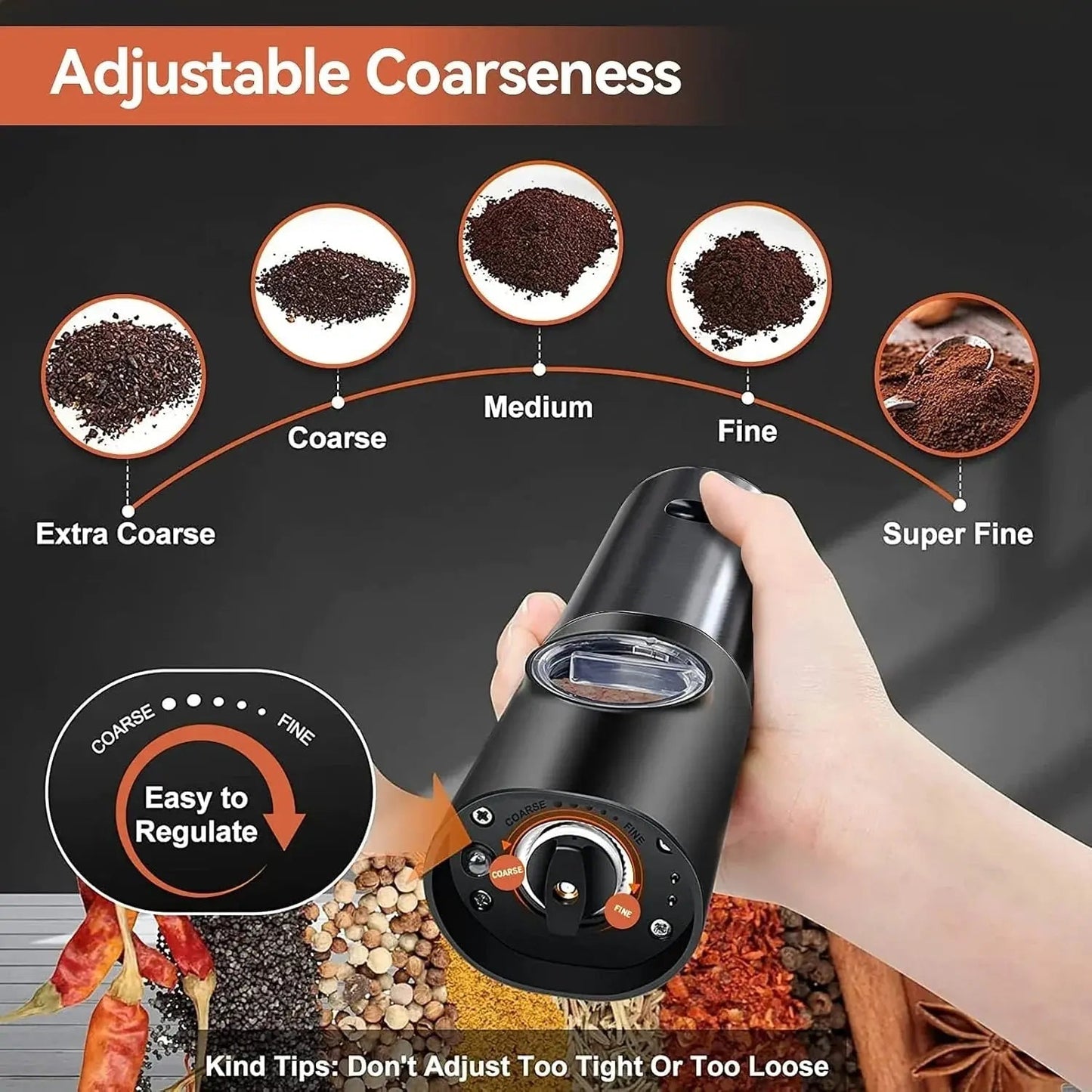 Electric Spice Grinder Set with USB-C Charging Station