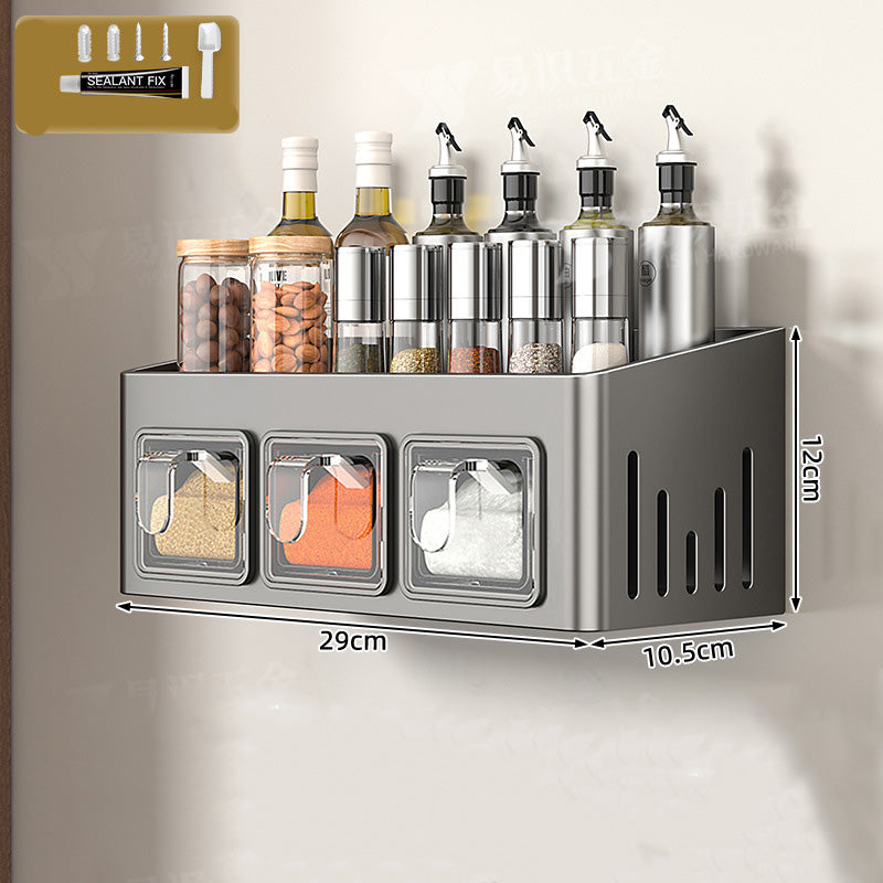 Spice Rack Without Drilling – 3 Transparent Drawers