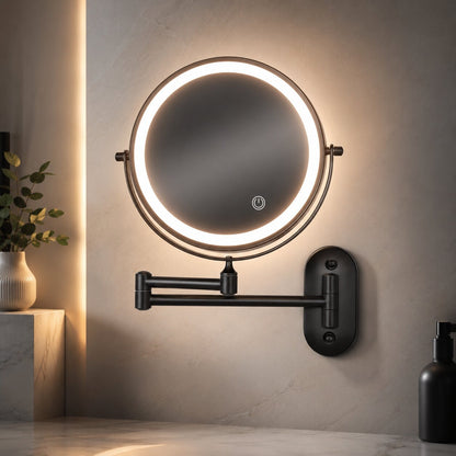 Wall Mirror with LED Lighting and Magnification